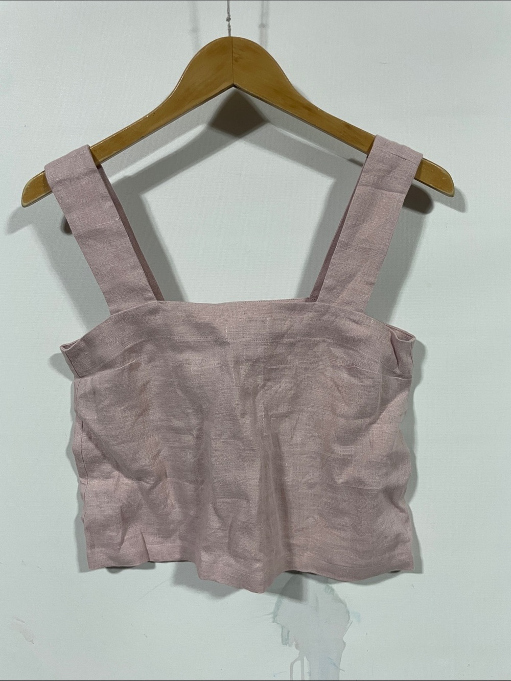 Love and confuse 100% linen Women’s Sleeveless Square-Neck Crop Top Dusty Pink